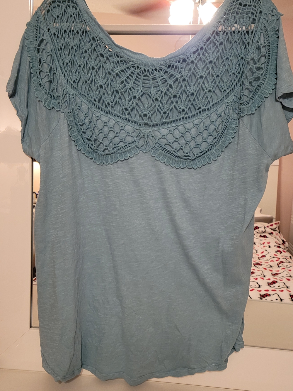 torrid Light Blue Crochet Yoke Tee